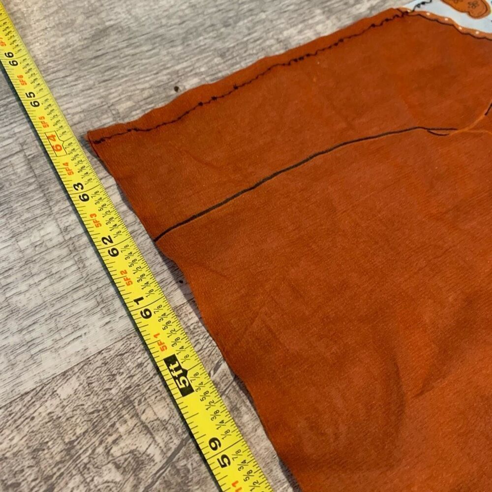 Vintage Floral Orange Brown Blue Paisley 1960s Scarf Square XL Shawl - Picture 5 of 6